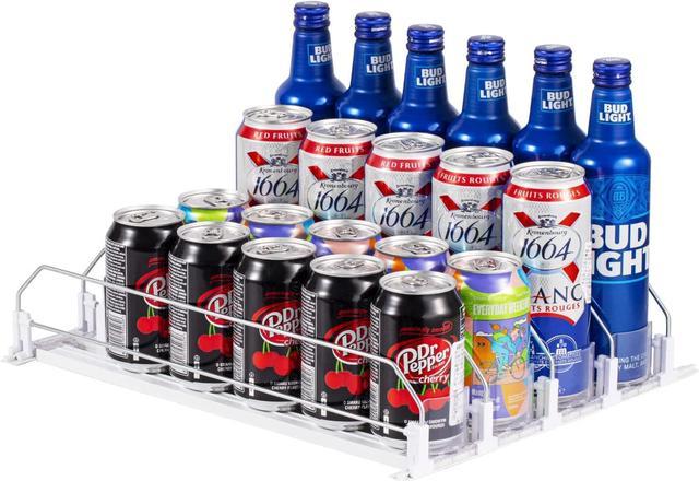 Rula Drink Organizer for Fridge, Self-Pushing Soda Can Organizer for  Refrigerator, Width Adjustable Beverage Pusher Glide, Beer Pop Can Water  Bottle Storage for…