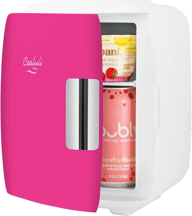 Alt view image 2 of 6 - Cooluli Mini Fridge Electric Cooler and Warmer (4 Liter / 6 Can): AC/DC Portable Thermoelectric System w/Exclusive On the Go USB Power Bank Option (Fuchsia)