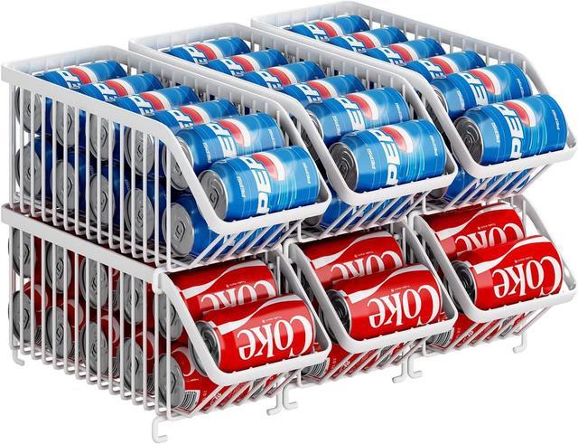GILLAS 2 Pack Soda Can Organizer Rack for Pantry, Stackable Beverage Soda Can Storage Dispenser Holder for Refrigerator, Cabinet, Black