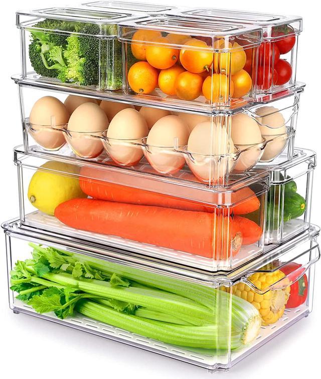 Fridge Organiser Set Of 8, Stackable Storage Box, Small Refrigerator  Organizer Bins With Handles For Kitchen, Freezer, Pantry, Cupboards - Clear  Bpa-f