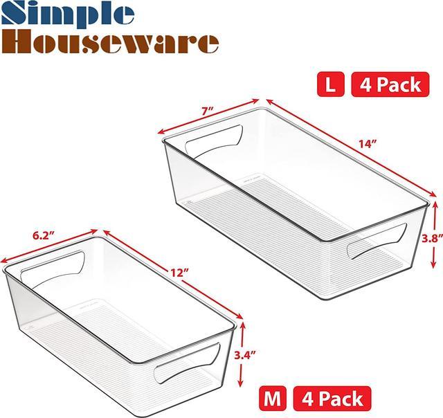 SimpleHouseware Freezer Organizer Storage Bins, Clear, Set of 8 