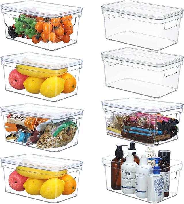 8 Pcs Clear Plastic Storage Bins with Lids Fridge Organizers Kitchen  Stackable Clear Containers for Organizing Pantry Storage Bins for  Refrigerator Bedroom Bathroom Office 
