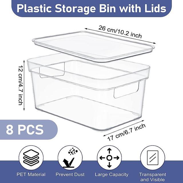 8 Pcs Clear Plastic Storage Bins with Lids Fridge Organizers Kitchen  Stackable Clear Containers for Organizing Pantry Storage Bins for  Refrigerator Bedroom Bathroom Office 