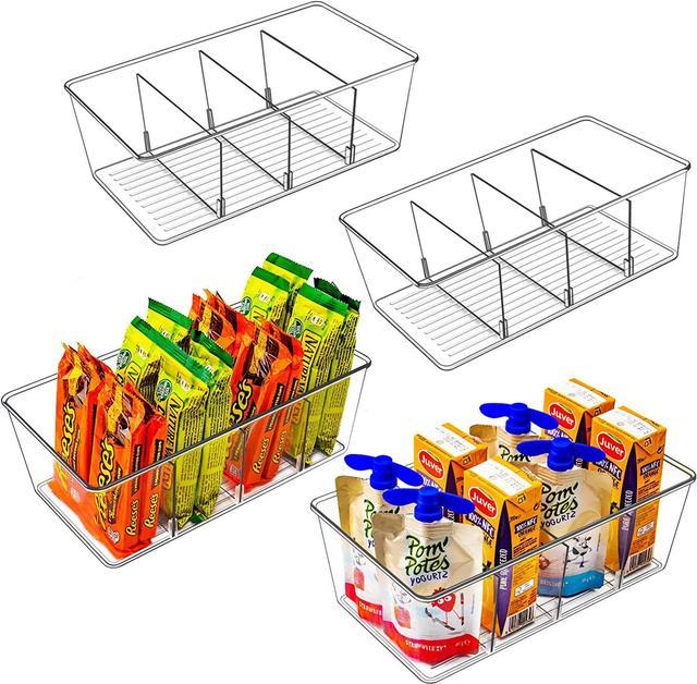 Eooch Home Pantry Organizer - 4 pack Clear Refrigerator Organizer Bins, Pantry  Organization and Storage Bins with Dividers - Kitchen Fridge Organizer for  Freezers, Kitchen Countertops and Cabinets 