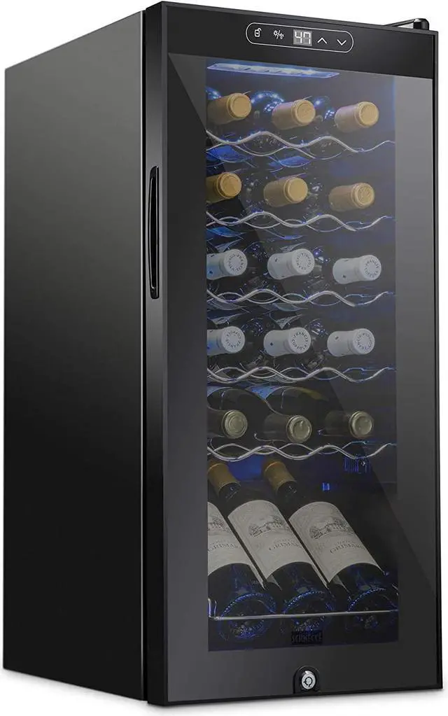 Main image of SCHMECKE 18 Bottle Compressor Wine Cooler Refrigerator w/Lock - Large Freestanding Wine Cellar - 41f-64f Digital Temperature Control Wine Fridge For Red, White, Champagne or Sparkling Wine - Black