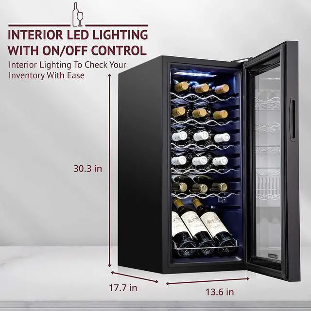 Alt view image 5 of 7 - SCHMECKE 18 Bottle Compressor Wine Cooler Refrigerator w/Lock - Large Freestanding Wine Cellar - 41f-64f Digital Temperature Control Wine Fridge For Red, White, Champagne or Sparkling Wine - Black