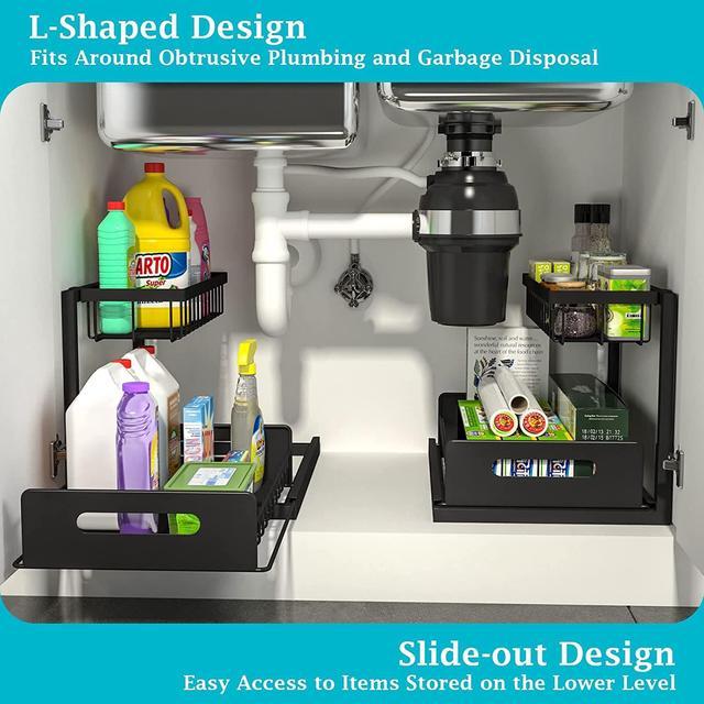Ceetug Under Sink Organizers and Storage 2 Tier Slide Out Kitchen Cabinet  Org