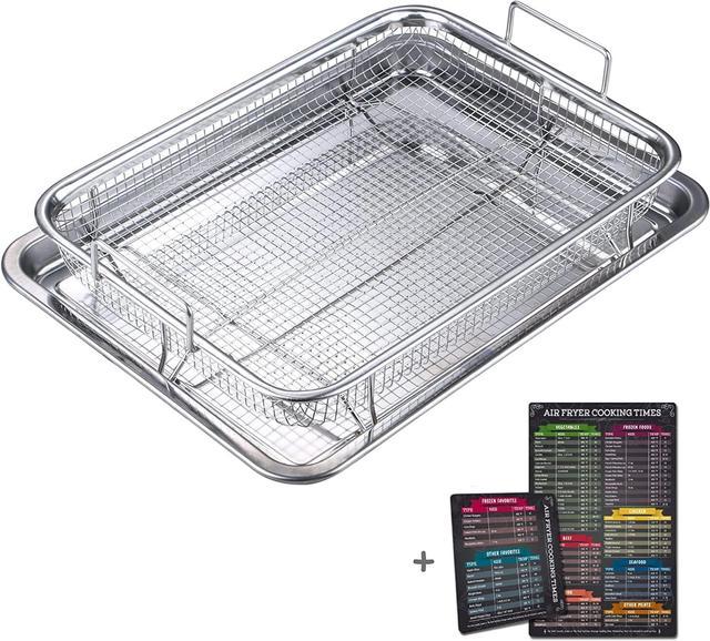 2 Pieces Stainless Steel Air Fryer Basket for Oven Crisper Tray