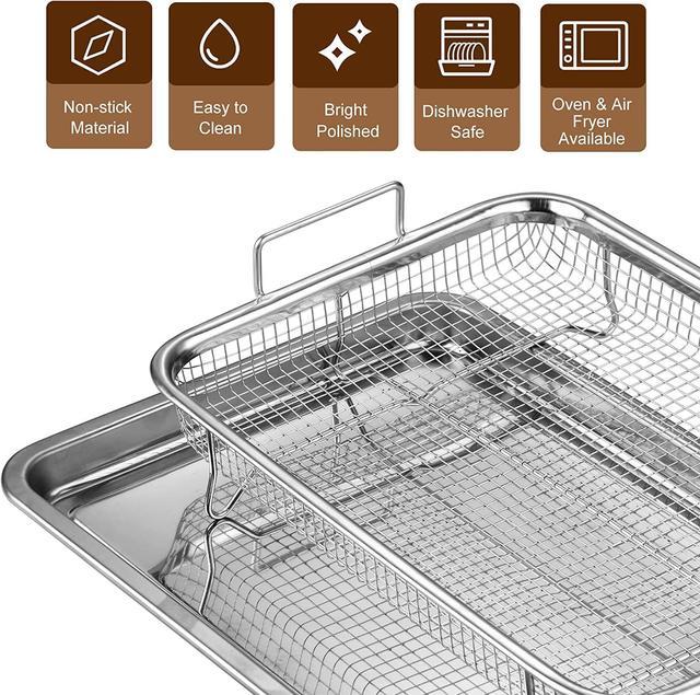 Extra Large Air Fryer Basket and Tray for Oven, 18.8'' x 13.3'' Stainless  Steel Crisper Tray and Basket Set, Non-stick Mesh Basket Set, Air Fryer  Tray