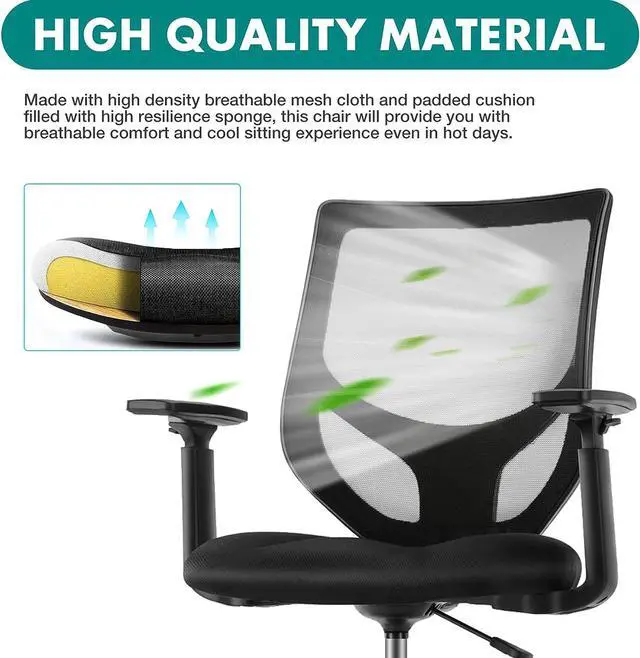 Alt view image 4 of 7 - B0B744NKYL Tall Drafting Chair - Tall Standing Office Desk Chair with Adjustable Foot Ring, Chair with Ergonomic Lumbar Support, Adjustable Height, Breathable Mesh Color: DarkBlack