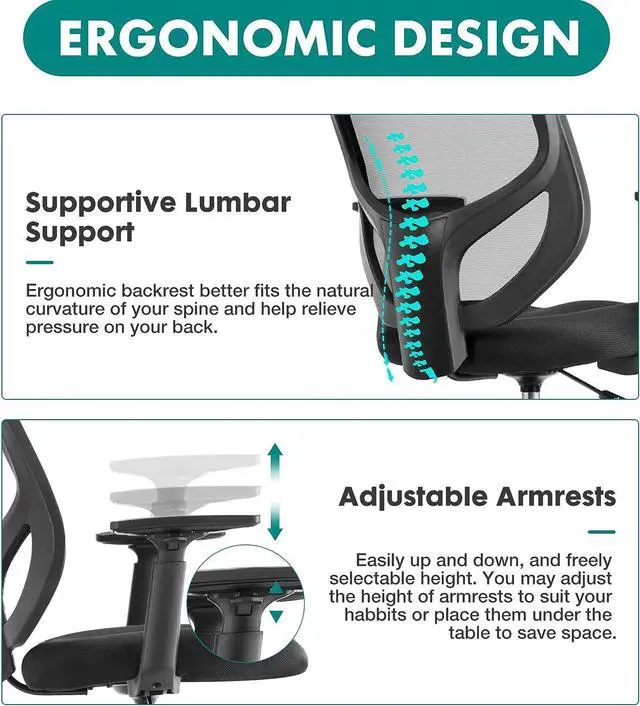 Alt view image 5 of 7 - B0B744NKYL Tall Drafting Chair - Tall Standing Office Desk Chair with Adjustable Foot Ring, Chair with Ergonomic Lumbar Support, Adjustable Height, Breathable Mesh Color: DarkBlack