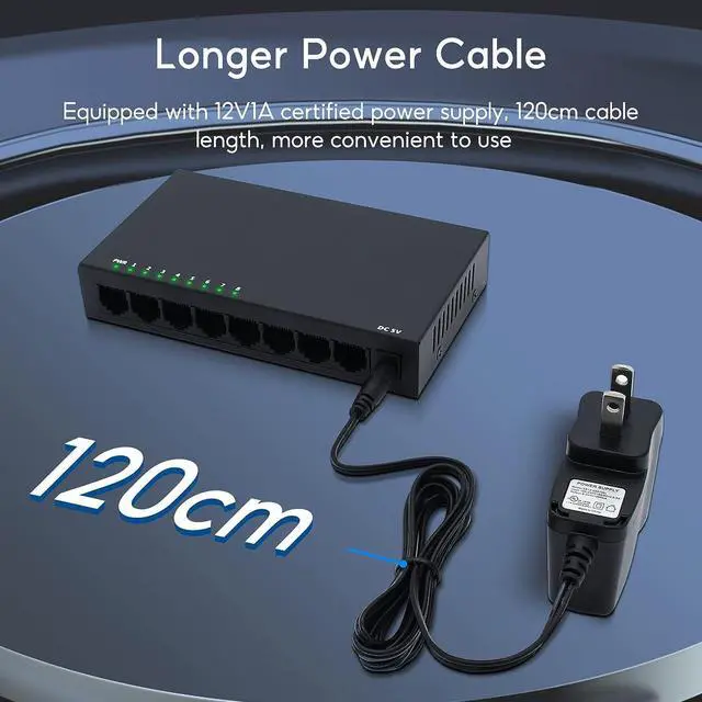 Alt view image 5 of 7 - SODOLA 8 Port Gigabit Ethernet Switch|Desktop/Wall-Mount|Plug & Play| Fanless |Metal Housing|Fanless Design|Desktop Ethernet Splitter|Quiet Unmanaged Network Switch