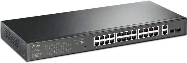 Main image of TP-Link 24-Port PoE+ Gigabit Easy Smart Switch (TL-SG1428PE), 250W, 2 SFP Slots, 10/100/1000 Mbps, Compatible with Desktop, Linux, Unix, Windows, 2-Year Warranty
