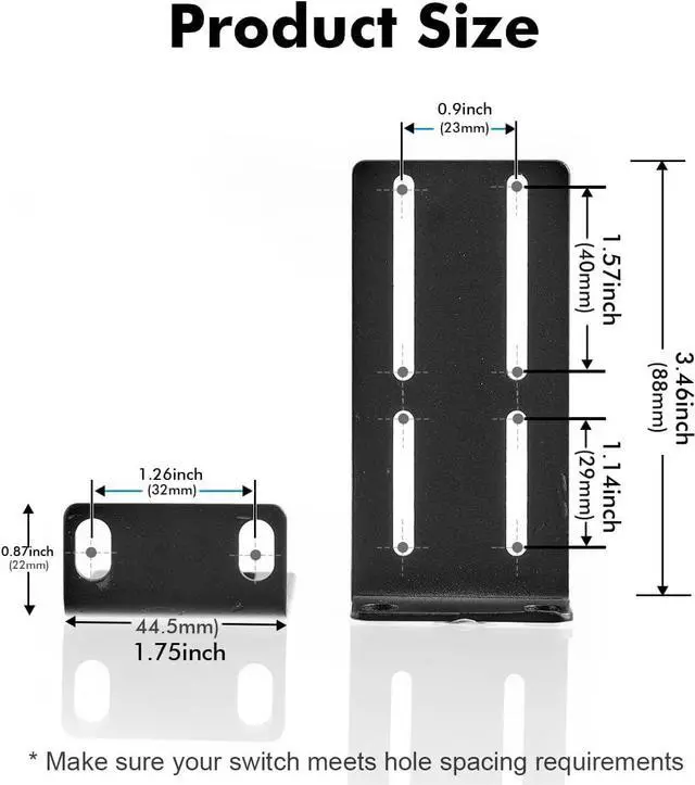 Alt view image 2 of 7 - MokerLink Adjustable Rack Mount Ear for 17.3 inch Switches, Compatible for HP/HPE/ProCurve/Aruba/OfficeConnect Network Switch