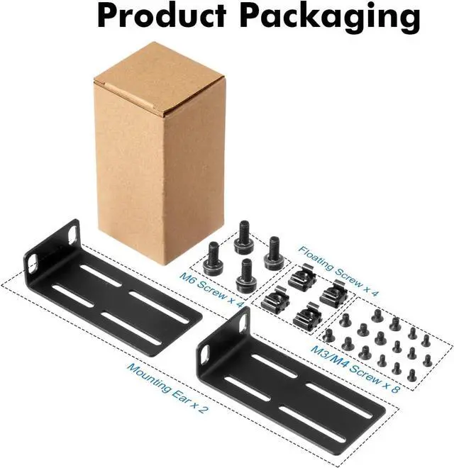 Alt view image 5 of 7 - MokerLink Adjustable Rack Mount Ear for 17.3 inch Switches, Compatible for HP/HPE/ProCurve/Aruba/OfficeConnect Network Switch