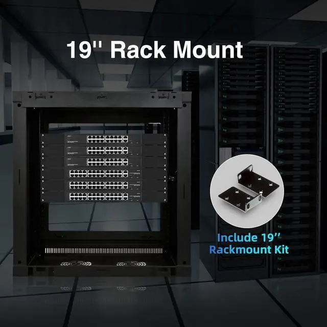 Alt view image 7 of 7 - 24 Port PoE Switch with 2 Gigabit Uplink, 100Mbps PoE+ Ports, 1000Mbps Uplink, IEEE802.3af/at, Max 300W, VLAN & PoE Extend 250m, YuLinca RackMount Fanless Unmanaged Ethernet Switch