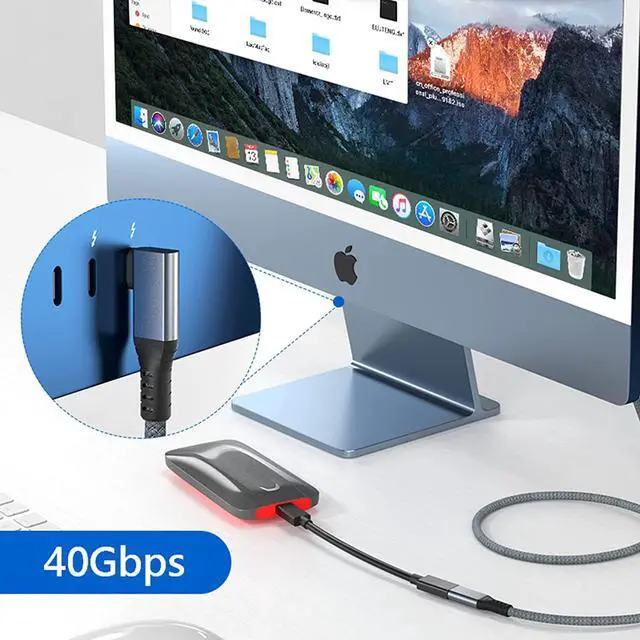 Alt view image 2 of 7 - USB 4 Extension Cable 240W 2FT, Right Angle Thunderbolt 4/3 & USB C Male to Female Cable, PD 3.1 Fast Charging 40Gbps 8K@60Hz Video, Type C Extender Cord, for MacBook,iPad Pro/Air,Galaxy S24 S23