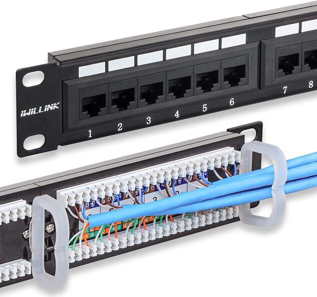 iwillink 24 Port Patch Panel, Cat6 Patch Panel, RJ45 Keystone Network Patch  Panel Rackmount or Wall Mount for Gigabit Network Switch and Other