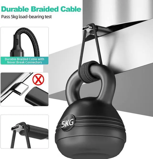 Alt view image 7 of 7 - Multi Charging Cable 2Pack 10FT 3 in 1 Universal Multiple USB Cable Organized Nylon Braided Fast Charging Cord Adapter with Type-c, Micro USB and Lightning for iPhone 15/15 Pro/Tablets/Samsung/LG