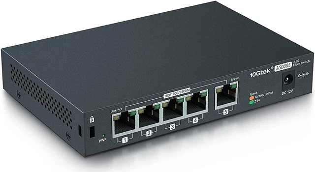 Alt view image 2 of 7 - 5-Port 2.5G Multi-Gigabit Ethernet Network Switch, 5 x 2.5GBASE-T Compatible with 10/100/1000/2500Mbps, Plug & Play | Ethernet Splitter