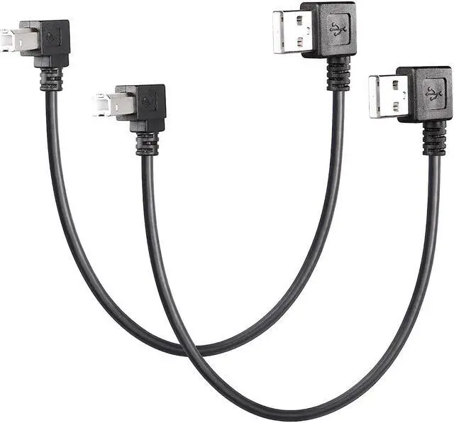 Main image of 90 Degree USB A to B Cable, 1ft Left Angle USB 2.0 Type A Male to Up Angle USB 2.0 Type B Male Scanner Cable