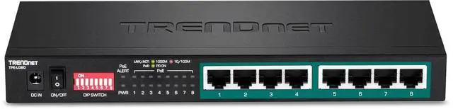 Alt view image 5 of 7 - TRENDnet 8-Port Gigabit Long Range Poe+ Switch, TPE-LG80, 65W Poe Budget, Ethernet/Network Switch, Long-Range Poe+ Extends Range Up to 200M (656 ft.), 16 Gbps Switching Capacity, Lifetime Protection