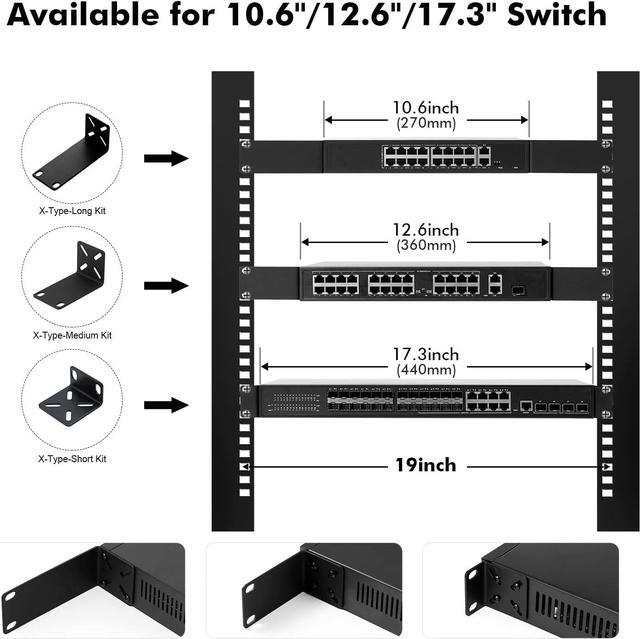 Alt view image 3 of 7 - MokerLink Rack Mount Kit for 12.6 inch Switches, Adjustable Hole Distance 14-30mm, Mount a 12.6 Wide to a 19 Equipment Rack, Compatible for Netgear, Cisco, D-Link, TRENDnet, Dell 12.6 inch Products