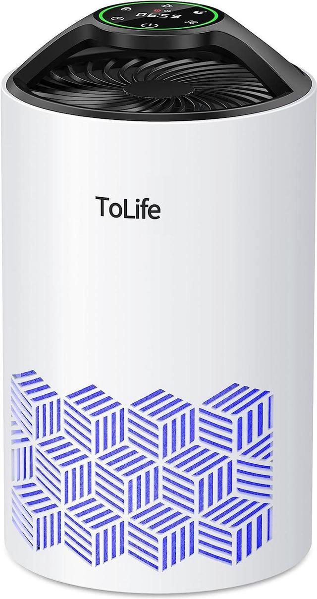 ToLife Air Purifiers for Bedroom, HEPA Air Cleaner for Room, Filters 99.97% Smoke  Pollen Dander Dust, Portable Air Purifier with Low Noise Sleep Mode for  Desktop Office, White