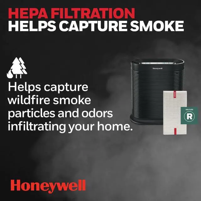 Alt view image 2 of 7 - AllergenPlus HEPA Air Purifier, Airborne Allergen Reducer for Large Rooms, Reduces Allergens, Smoke, Wildfire Smoke, Pollen, Pet Dander and More, Black, HPA200