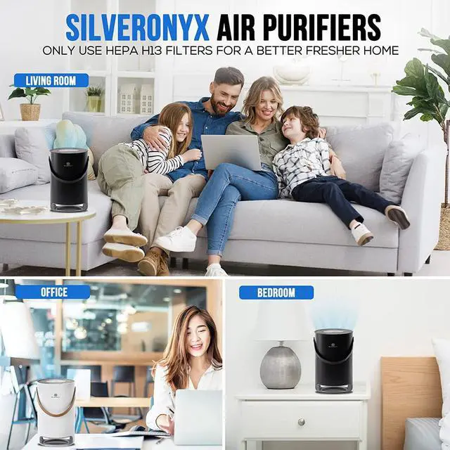 Alt view image 3 of 7 - HEPA Air Purifier for Home Allergies Pets Hair in Bedroom, True HEPA Filter 3-in-1 Cleaner, Removes Pet Dander, Odor, Dust, in Living Room, Office, Desktop, Portable, Sleep Mode, 3-Speed, Black