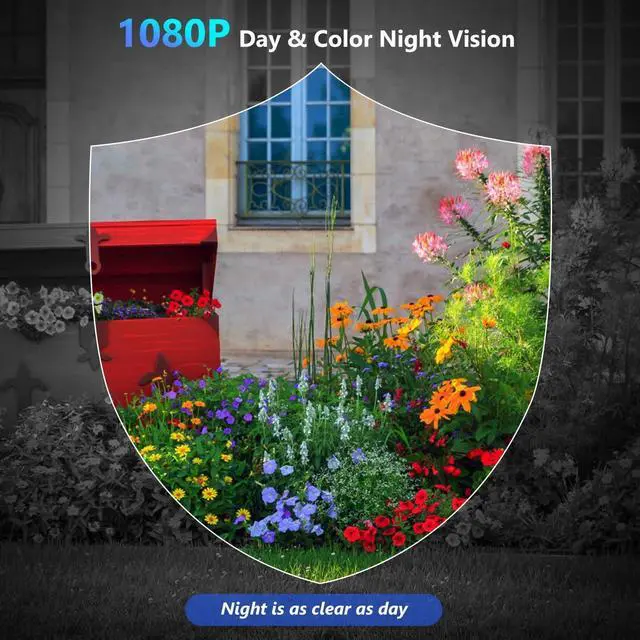 Alt view image 3 of 7 - 1080P Security WiFi Cameras for Home Security, Wireless Outdoor with Motion Detection, Spotlight/Siren Alarm, Color Night Vision, 2-Way Talk, Waterproof SD/Cloud Storage Battery Powered