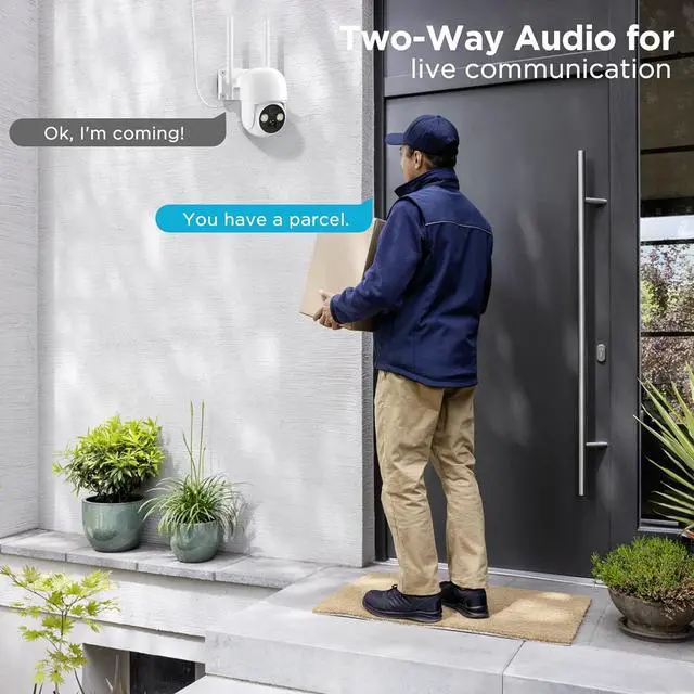 Alt view image 5 of 7 - WOOLINK 4MP Solar Security Camera Wireless Outdoor, 2.5K Pan/Tilt Rechargeable Battery Powered Camera, 2.4GHz WiFi Camera for Home Security, Motion Detection, 2-Way Talk, Color Night Vision, Cloud/SD