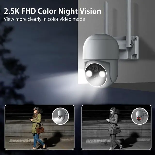 Alt view image 2 of 7 - WOOLINK 4MP Solar Security Camera Wireless Outdoor, 2.5K Pan/Tilt Rechargeable Battery Powered Camera, 2.4GHz WiFi Camera for Home Security, Motion Detection, 2-Way Talk, Color Night Vision, Cloud/SD