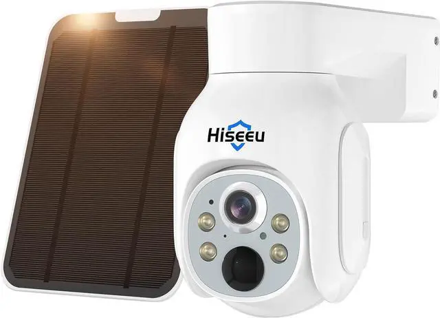 Hiseeu Solar Security Camera Outdoor 4MP Wireless Battery Camera PTZ 360 View PIR Motion Detection Color Night Vision IP66 2 Way Audio 2.4G WiFi Compatible with Alexa Newegg