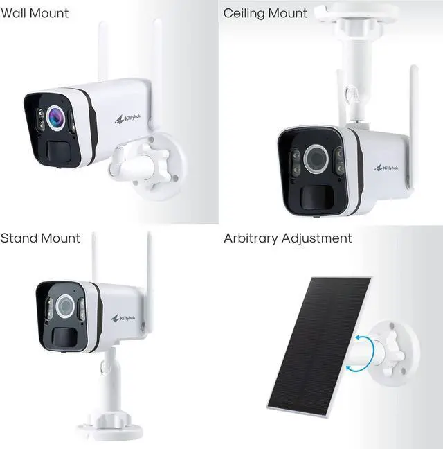 Alt view image 5 of 5 - Kittyhok 2K Solar Security Camera Outdoor | 4MP FHD Wireless Security Camera, Solar Battery Powered, Smart Detection, Night Vision, and Weatherproof with Spotlight for Home Surveillance