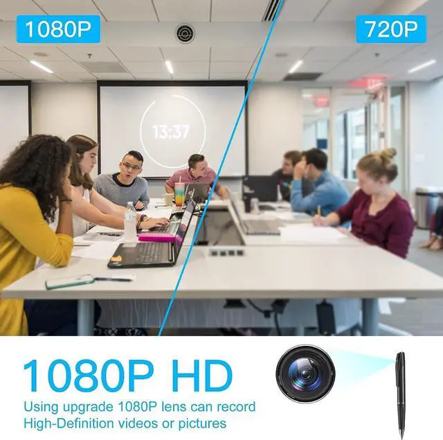 Alt view image 5 of 6 - Spy Hidden Camera Pen 1080P No WiFi Indoor Home Security Camera Outdoor Mini Body Video Camera Small Compact Secret Camera Monitor Nanny Camera