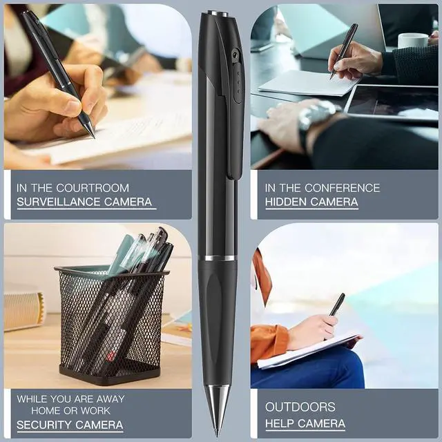 Alt view image 4 of 6 - Spy Hidden Camera Pen 1080P No WiFi Indoor Home Security Camera Outdoor Mini Body Video Camera Small Compact Secret Camera Monitor Nanny Camera