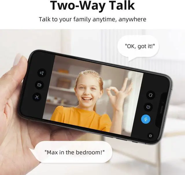 Alt view image 7 of 7 - 2K Security Camera Indoor, Baby Monitor Pet Camera 360-Degree for Home Security,Camera with 5/2.4 GHz Wi-Fi Router, One-Touch Call, Smart Motion Tracking, IR Night Vision, Compatible with Alexa