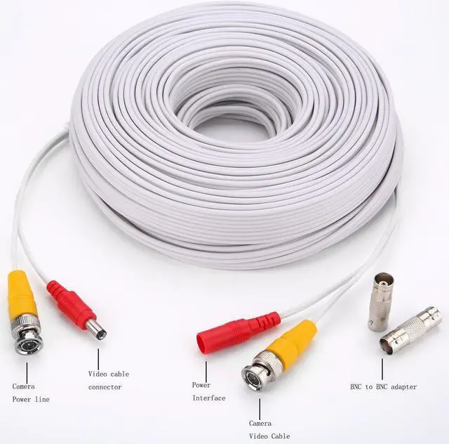 Alt view image 3 of 7 - Bnc Cable 200ft All-in-One Siamese BNC Video and Power Security Camera Cable BNC Extension Wire Cord with 2 Female Connectors for All Max 5MP HD CCTV DVR Surveillance System (200ft Cable, White)