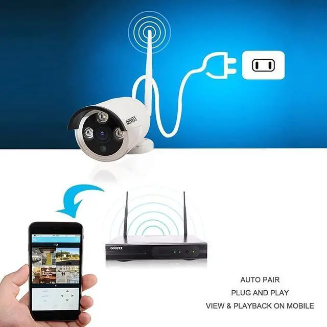 Alt view image 4 of 7 - OOSSXX Microphone Inside Outdoor Security 1080P Camera, IP67 Waterproof WiFi Camera, Wireless Surveillance Camera with Night Vision Wireless 1080P Extend Camera for Old System