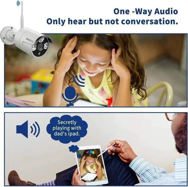 Alt view image 2 of 7 - OOSSXX Microphone Inside Outdoor Security 1080P Camera, IP67 Waterproof WiFi Camera, Wireless Surveillance Camera with Night Vision Wireless 1080P Extend Camera for Old System