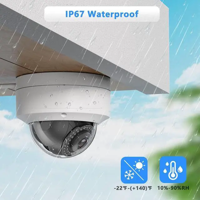Alt view image 2 of 6 - Real HD 6MP PoE IP Vandal Dome Security Camera Outdoor, 2.8mm Wide Angle, H.265, IP67 IK10, Support Firmware Upgrade, Compatible with NVR, Blue Iris, NDAA Compliant