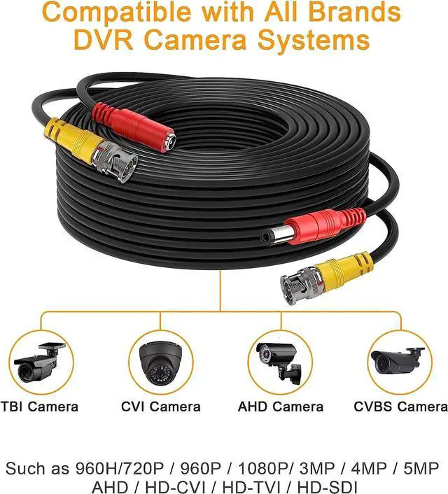Alt view image 3 of 7 - Bnc Cable 4x150ft All-in-One Siamese Video and Power Security Camera Cable,BNC Extension Wire Cord with 2 Female Connectors for All Max 5MP HD CCTV DVR Surveillance System (4x150ft,Black)