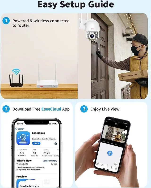 Alt view image 5 of 7 - Tonton 4K Ultra HD Wireless Security Camera System with 10CH NVR Recorder,Dual WiFi,Human&Vehicle Detection,Email Alert,Support Alexa,Plug and Play,NO HDD Included-White