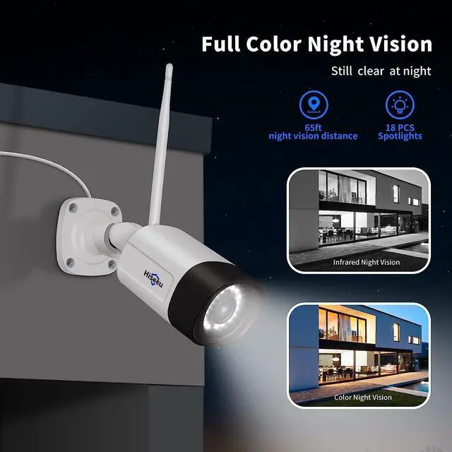 Alt view image 4 of 7 - Hiseeu 5MP Wireless Pro Security Camera Wireless Outdoor, Home Security, Spotlight Color Night Vision, 2.4Ghz & 5Ghz Wi-fi, SD Card and Cloud Storage Supported, Compatible with Alexa