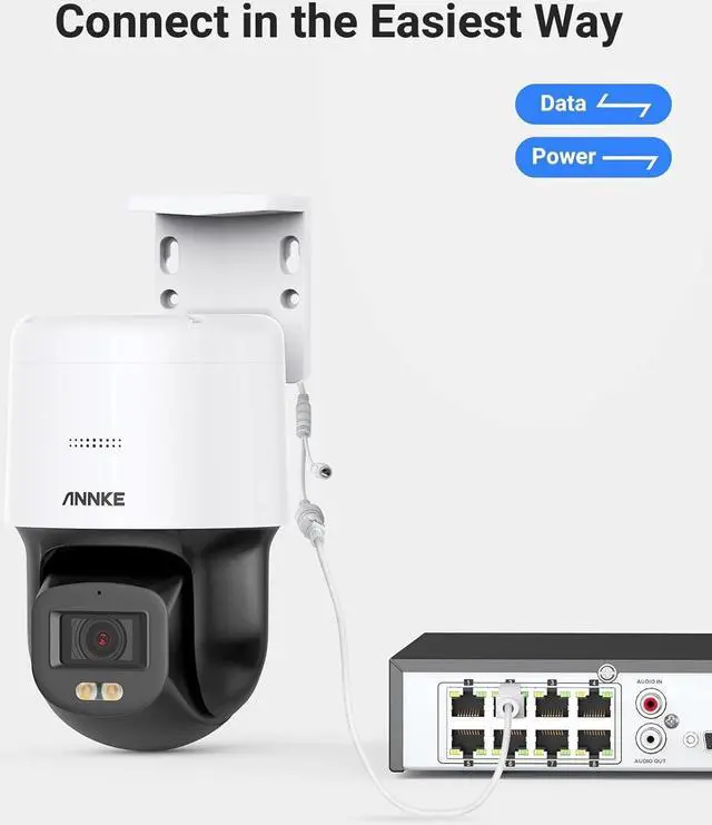 Alt view image 4 of 5 - ANNKE 5MP PoE Camera, 340° Pan 110° Tilt, Motion Alert, Remote Access, Support Micro SD Card Slot, Color Night Vision, IP66