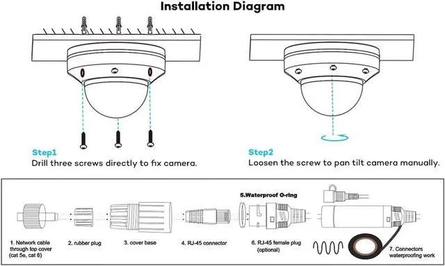 Alt view image 6 of 6 - ONWOTE 4K 8MP UltraHD PoE IP Security Camera Turret, AI Human Vehicle Detection, 3840x2160 8 Megapixels, 128° Field of View, Video Audio, Indoor Outdoor, 100ft IR, Add-on Camera to PoE NVR System