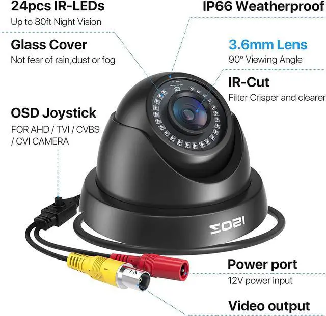 Alt view image 3 of 7 - ZOSI 2.0MP HD 1080p 1920TVL Security Camera, 4-in-1 HD TVI/CVI/AHD/CVBS CCTV Camera,80ft Night Vision,Indoor Outdoor,Aluminum Housing for 960H,720P,1080P,5MP,4K Analog Home Surveillance DVR System