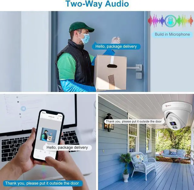 Alt view image 7 of 7 - Anpviz 6MP POE Camera, UltraHD IP Camera with Mic& Speaker, Smart Color Night Vision Security Turret Camera for Day& Night, AI Human& Vehicle Detection Dome Camera with 2.8mm Lens, MicroSD(U Series)