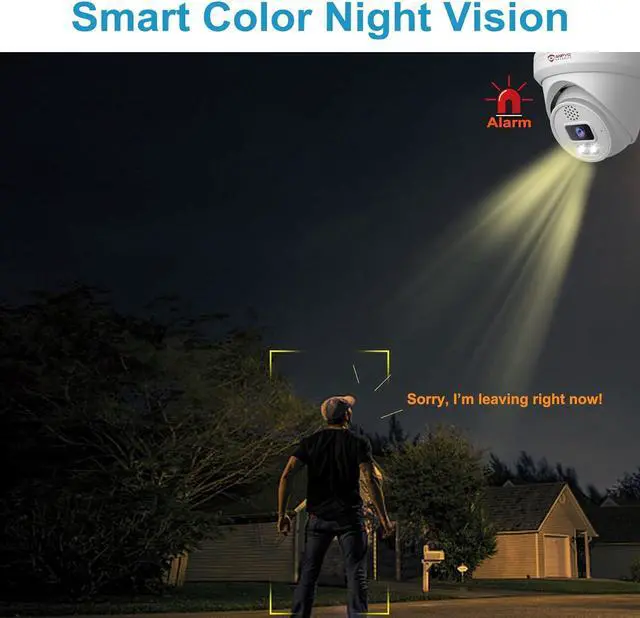 Alt view image 4 of 7 - Anpviz 6MP POE Camera, UltraHD IP Camera with Mic& Speaker, Smart Color Night Vision Security Turret Camera for Day& Night, AI Human& Vehicle Detection Dome Camera with 2.8mm Lens, MicroSD(U Series)